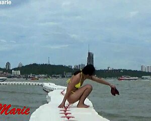 i admire jenny marie's stunning new yellow bikini outdoors