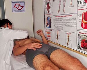 the brazilian nurse catches him hard and dives into a juicy blowjob frenzy