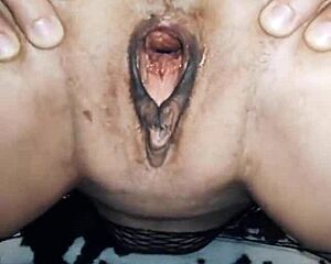 wife rides cowgirl in erotic mesh bodysuit—pov anal pounding her milf pussy?