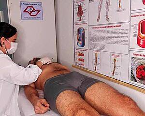 the brazilian nurse catches him hard and dives into a juicy blowjob frenzy