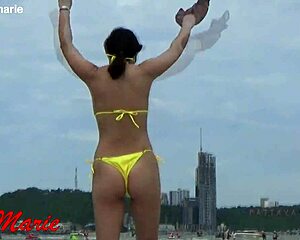 i admire jenny marie's stunning new yellow bikini outdoors