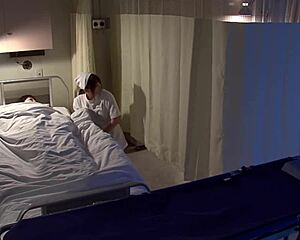 Nurse bends over for young patient's rough doggy pounding tight pussy cum