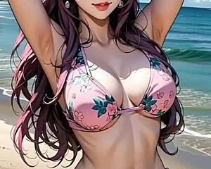 Sexy Asian Shirley Poses in Bikini Lingerie Model Style