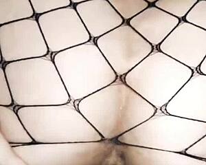 wife rides cowgirl in erotic mesh bodysuit—pov anal pounding her milf pussy?