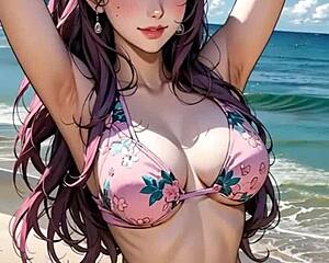 Sexy Asian Shirley Poses in Bikini Lingerie Model Style