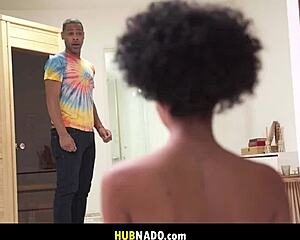 horny housemate fingers pussy then rides cock doggystyle to facial cumshot