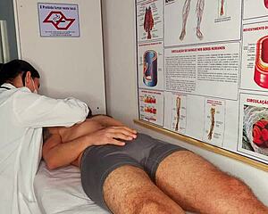 the brazilian nurse catches him hard and dives into a juicy blowjob frenzy