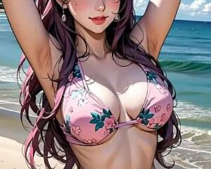 Sexy Asian Shirley Poses in Bikini Lingerie Model Style