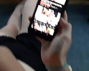 Husband Spots Wife Watching Huge Cock Porn - Can He Join the Jerk Off Fun?