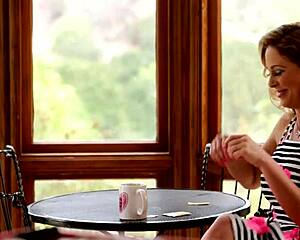 busty milf housewife craves young gardener girl's wet pussy licking outdoors