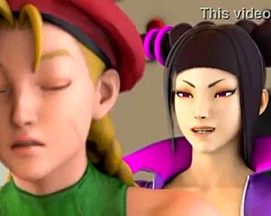 Cammy battles Yuri in an intense futanari showdown by Redmoa.