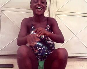 twerking wildly to afro beats drives this crazy ebony bitch insane