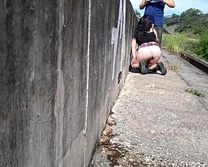 Hot chubby bent over street fuck infront ppl!!