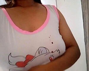 stepmom's fat ass and tits jiggle while fingering her dripping wet pussy before bed