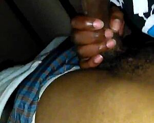 ebony sis deepthroats daddy's big black cock and swallows homemade pov