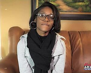 Nerdy Brunette Sylvia Masturbates Before Blowing and Riding Huge Cock