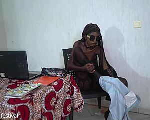 african secretary strips hot skinny body narrow ass small waist for boss at work