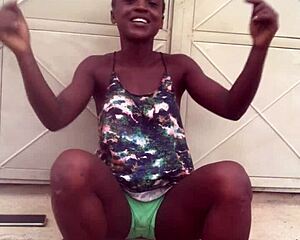 twerking wildly to afro beats drives this crazy ebony bitch insane