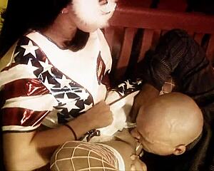 lezley zen's pussy takes monster cock in stockings cowgirl