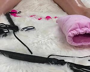 her tight wet pussy and asshole stretched screaming from my glass dildo after amazing oiled massage sent home swollen to husband