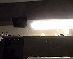 Young bbw with big tits cooks then fingers wet pussy on kitchen counter