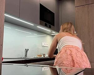 big boobs blonde college girl flashes legs ass under miniskirt