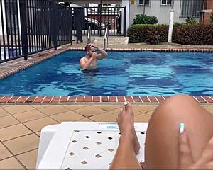 Why does this petite Colombian teen Naty Delgado crave stepbro's cock by the pool?
