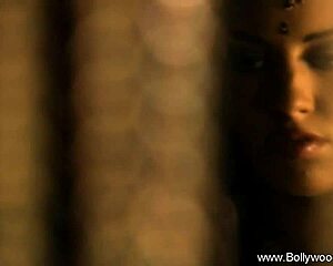 Beautiful bollywood brunette chick dances erotically stripping nude teasing