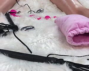 her tight wet pussy and asshole stretched screaming from my glass dildo after amazing oiled massage sent home swollen to husband