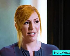 Sexy Big Tit Blonde Masseuse Shows Off Nuru Slippery Pussy Tease!