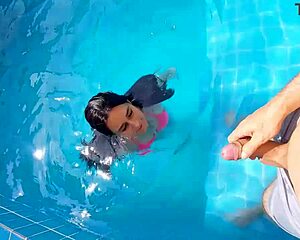 Half-Sister Shocked By My Hard Cock Poolside