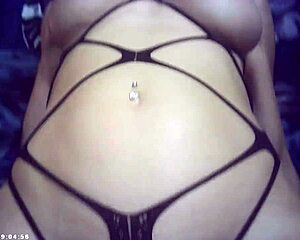 italian brunette babe flexes on pounding machine till his massive cumshot hits her big tits climax nuts