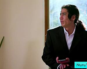 Sexy Big Tit Blonde Masseuse Shows Off Nuru Slippery Pussy Tease!