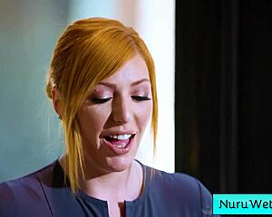 Sexy Big Tit Blonde Masseuse Shows Off Nuru Slippery Pussy Tease!