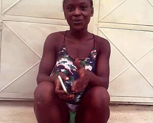 twerking wildly to afro beats drives this crazy ebony bitch insane