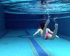 Lady Dee Swims Underwater Teasing Tight Pussy In Pool