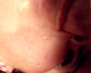 This bbw fat chick sucks big cock and tits bounce while she slurps