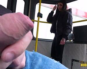 stacy sommers watches amateur jerking off publicly on crowded tram
