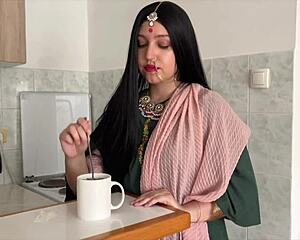 Indian housewife explores her intimate desires at home