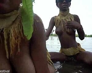 MY TWO ZULU WIVES BATHE NAKED IN VILLAGE WHICH TITS BETTER?