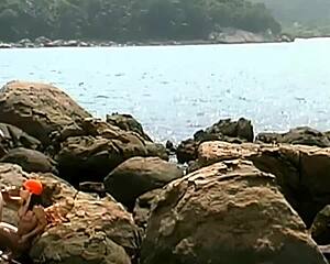 Mature dude licks exotic babe's big clit then seaside cowgirl pussy ride