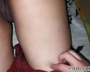 she comes back from gym all sweaty and i sneak in to fuck her tight latina pussy hard