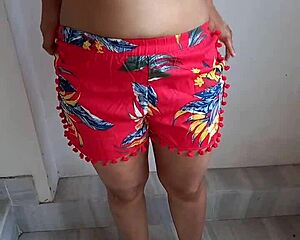 pressing and squeezing my huge indian wife tits for verification