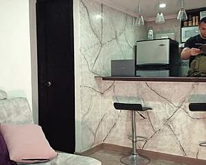 horny latina milf roommate caught dildoing gets rough fucked and cum drenched