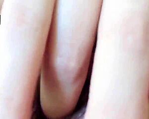 hey look at this petite masked teen in fishnets fingering her shaved small tits pussy close up to orgasm