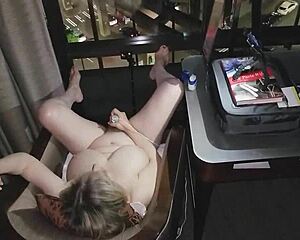 granny strips naked 😏 masturbates hard with city lights watching 👀