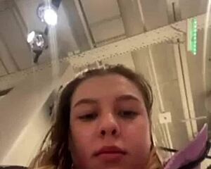 Chubby teen masturbates wet pussy in taxi then mall publicly