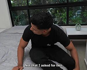 hotel fully booked so i end up sharing bed with my busty stepmom her big ass tempts me