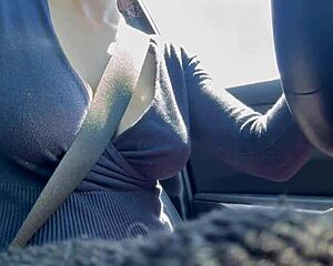 horny italian stepmom artemisia love flashes big tits nipples on sexy car ride