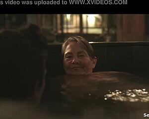 See Gaby Hoffmann and Cherry Jones topless in see-through outfits teasing big tits